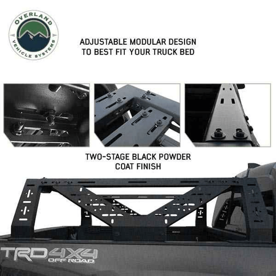Overland Vehicle Systems Universal Mid Height Rack for Pick Up Trucks adjustable modular design