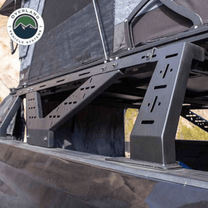 Overland Vehicle Systems Universal Mid Height Rack for Pick Up Trucks side view with rooftop tent installed