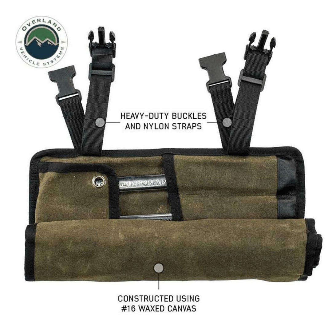 Overland Vehicle Systems Wrench Tool Roll - #16 Waxed Canvas Storage Nylon Straps