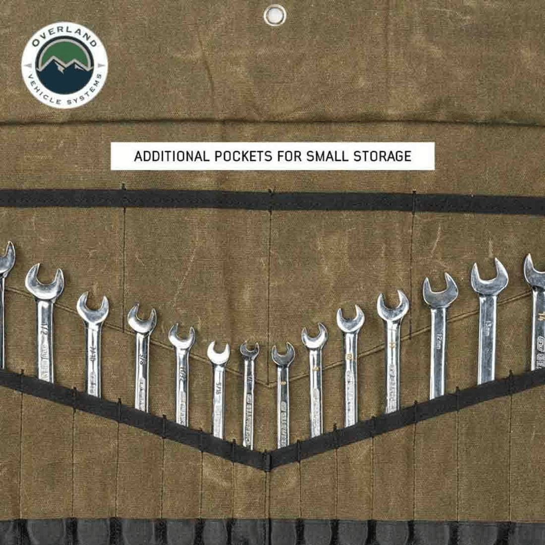 Overland Vehicle Systems Wrench Tool Roll - #16 Waxed Canvas Storage Pockets