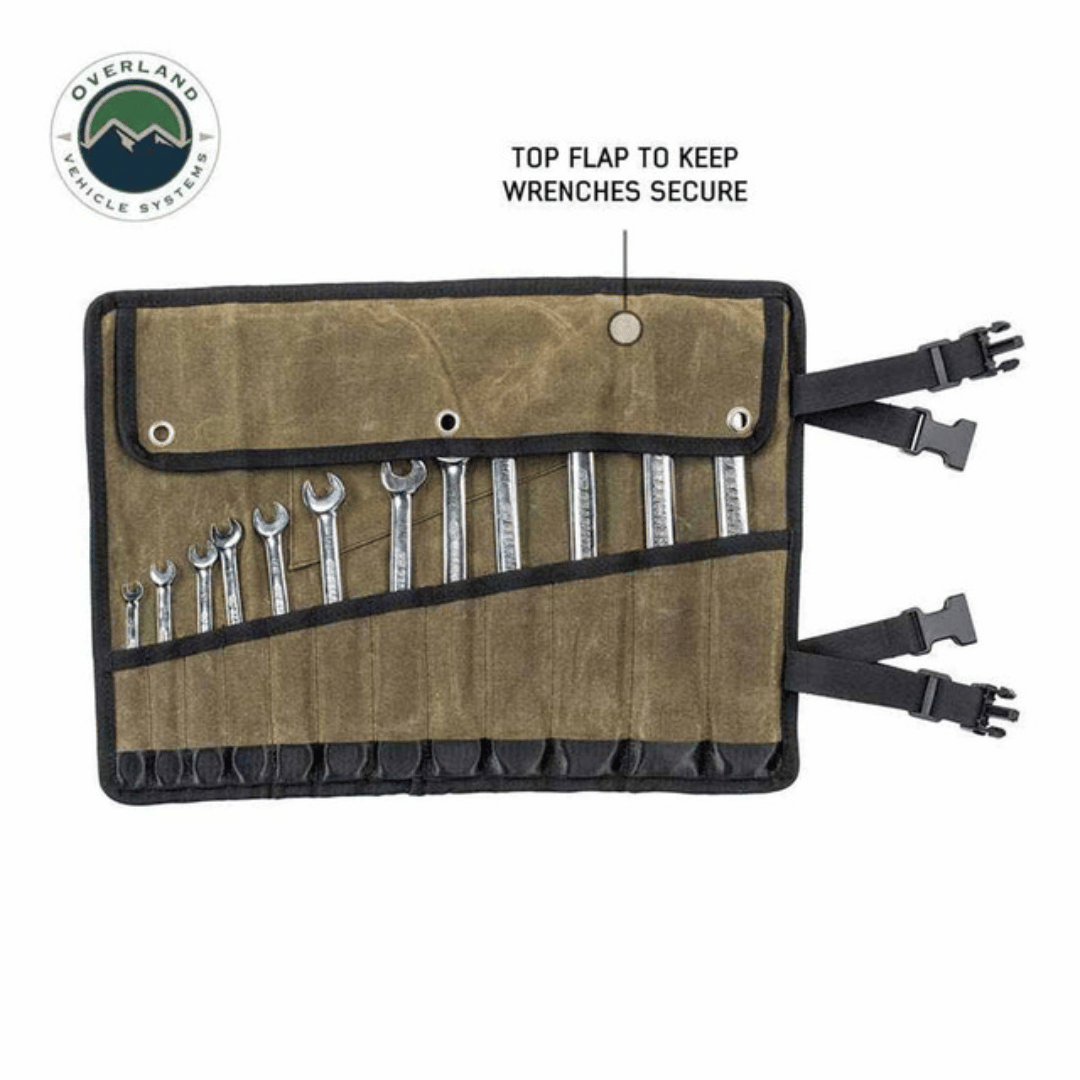 Overland Vehicle Systems Wrench Tool Roll - #16 Waxed Canvas Storage Top Flap