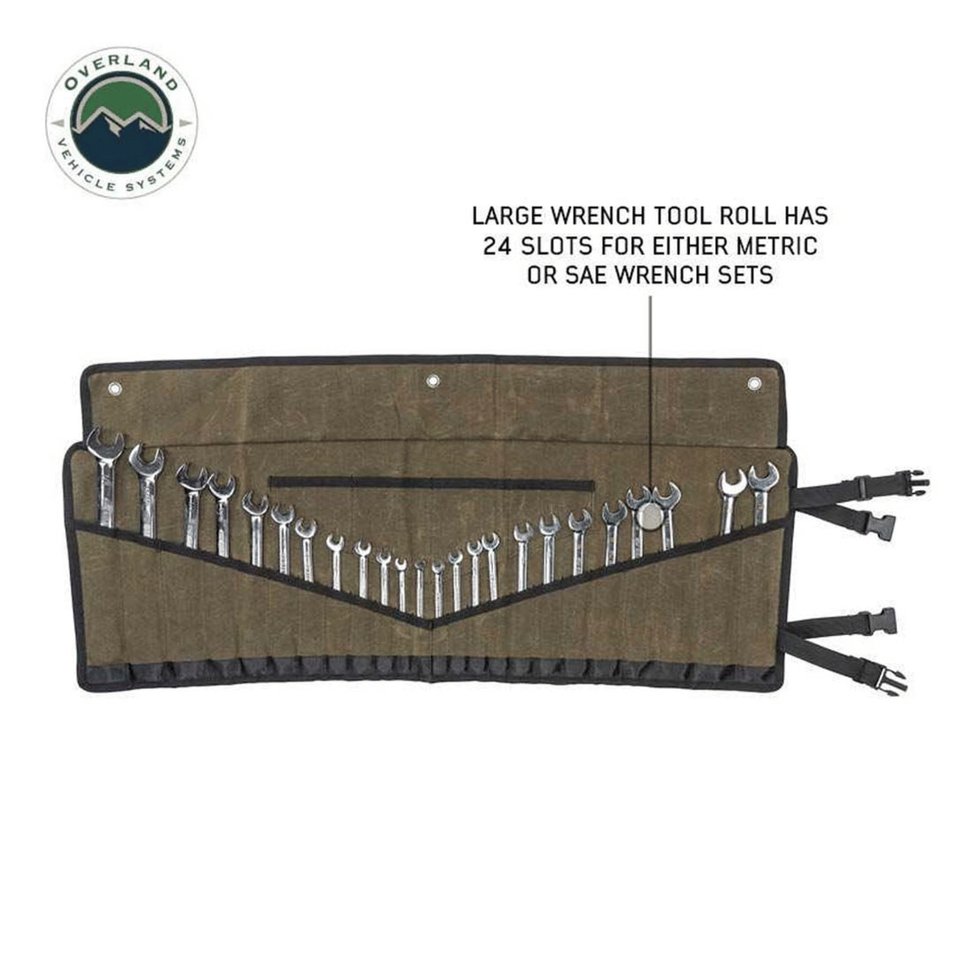 Overland Vehicle Systems Wrench Tool Roll - #16 Waxed Canvas Storage 24 Slot Pouch