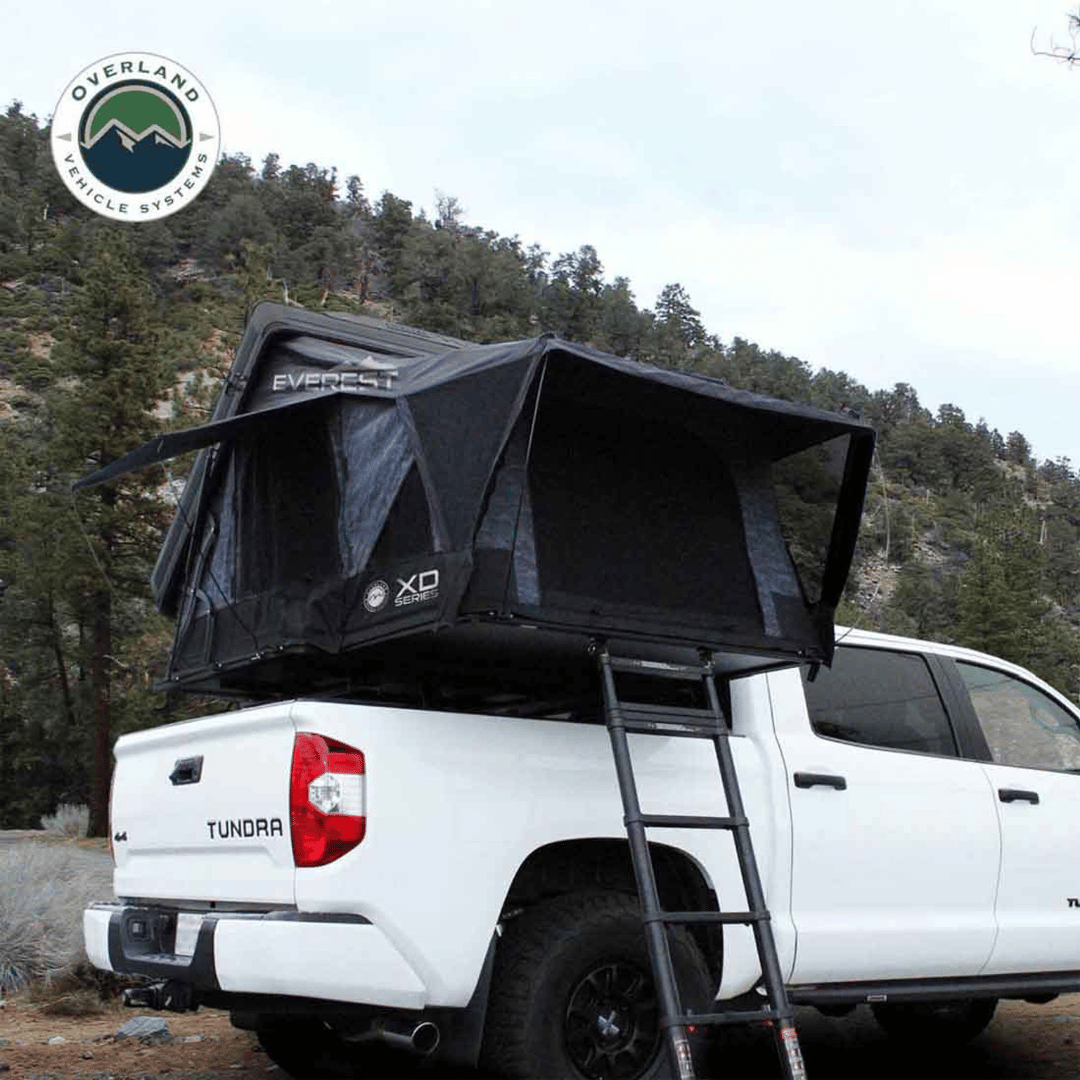 Overland Vehicle Systems XD Everest Cantilever Aluminum Hard Shell Roof Top Tent - Installed On  a Truck