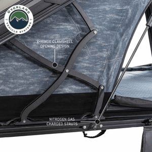 Overland Vehicle Systems XD Lhotse Clam Shell Aluminum Hard Shell Roof Top Tent - Struts and opening design