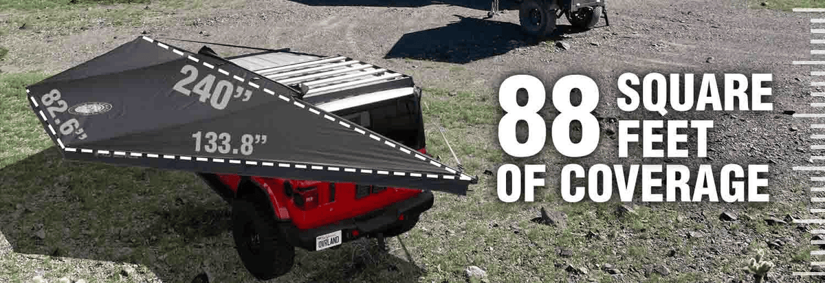 Overland Vehicle Systems XD Nomadic 180 Degree Awning coverage area banner
