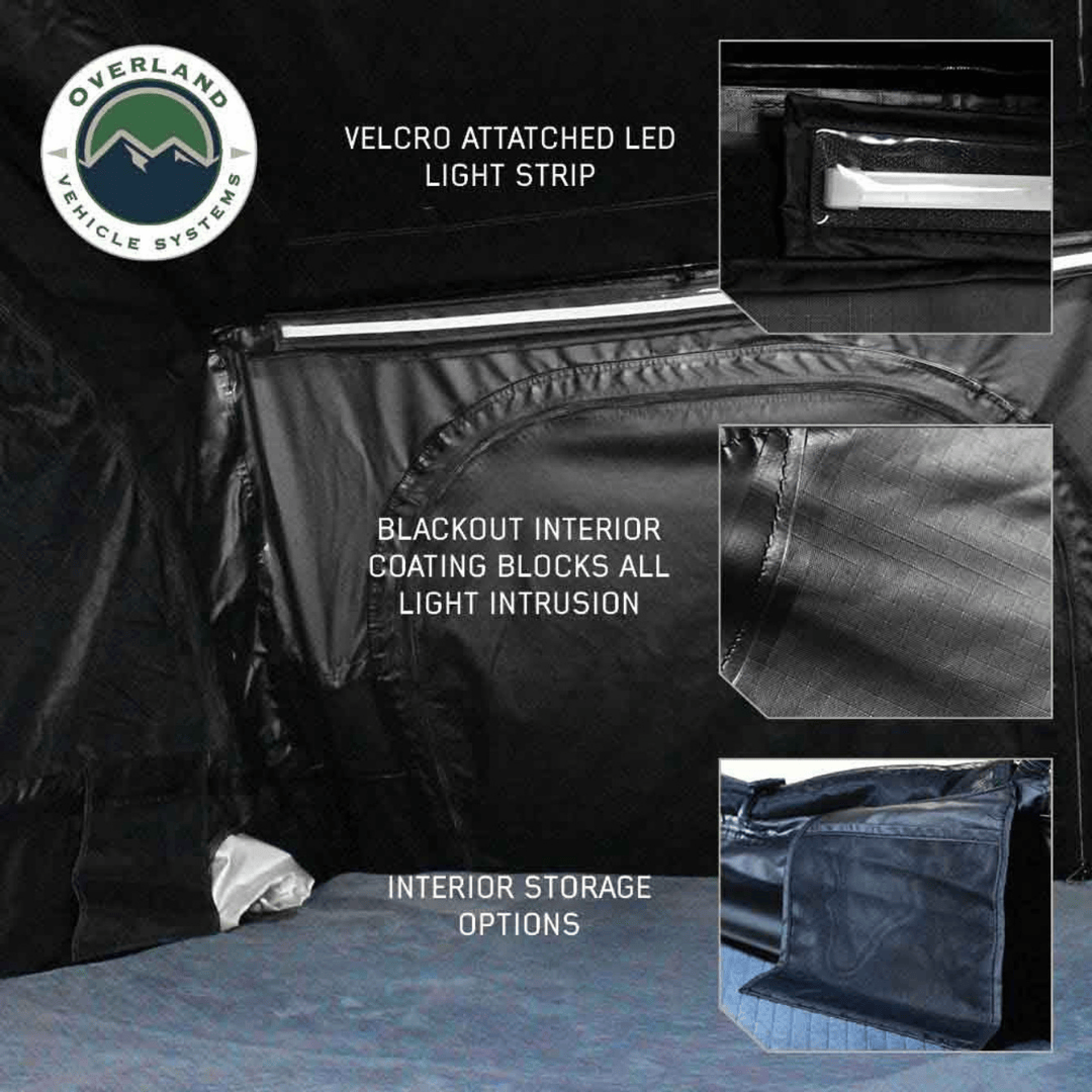 Overland Vehicle Systems XD Sherpa Hybrid Soft Shell Roof Top Tent blackout interior