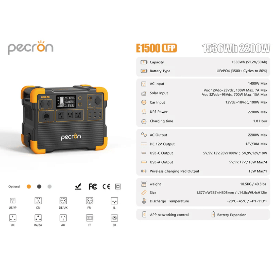 PECRON E1500LFP Specifications