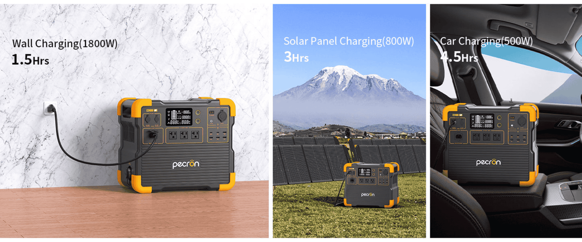 PECRON E2400LFP Portable Power Station charging methods