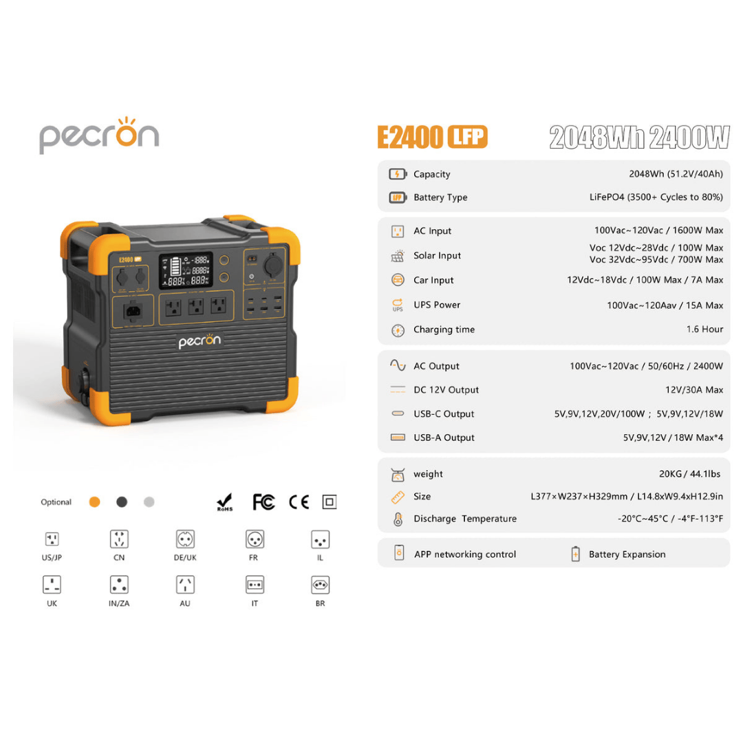 PECRON E2400LFP Portable Power Station specs