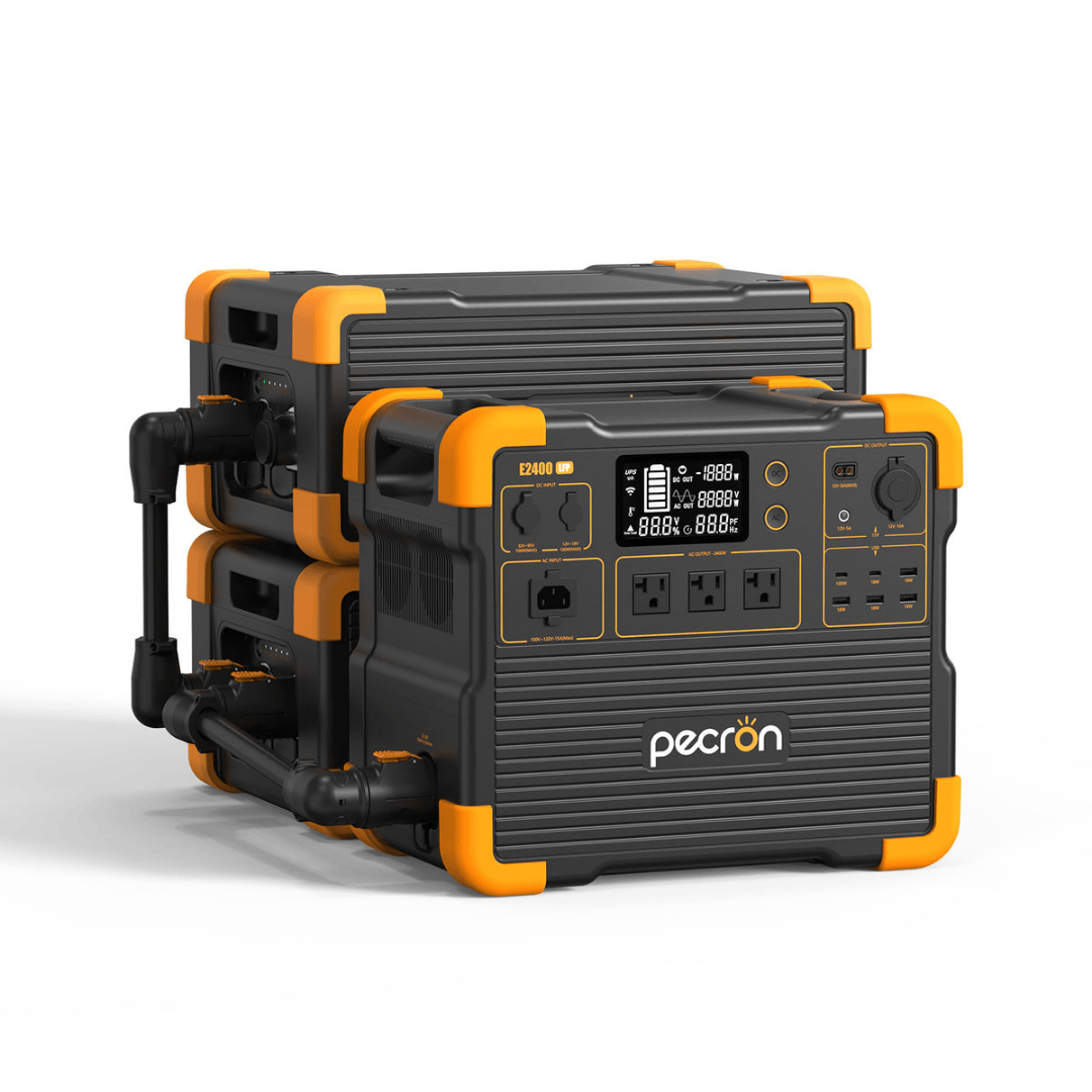 PECRON E2400LFP Portable Power Station with two EP3000-48V Batteries