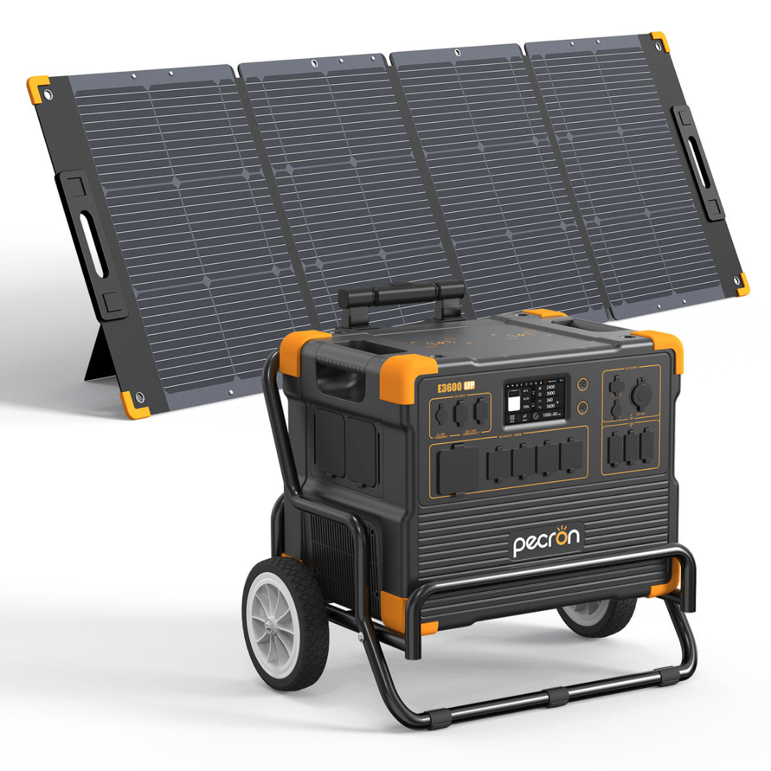 PECRON E3600LFP Portable Power Station with 300W solar panel and trolley