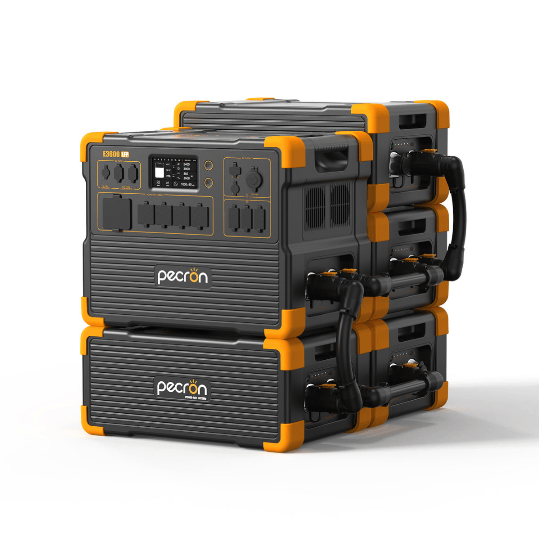 PECRON E3600LFP Portable Power Station with four EP3000-48V Batteries