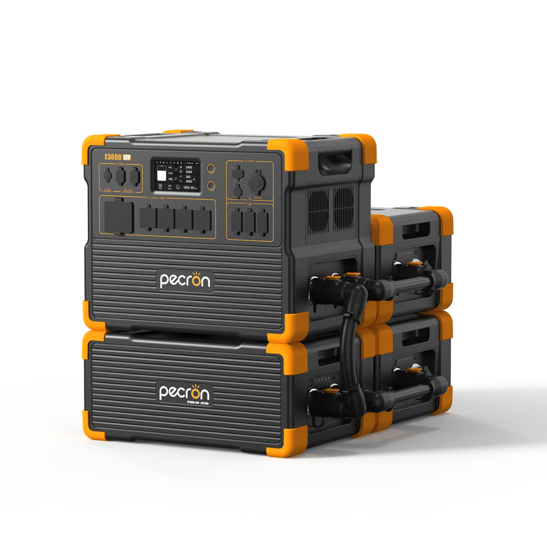 PECRON E3600LFP Portable Power Station with three EP3000-48V Batteries