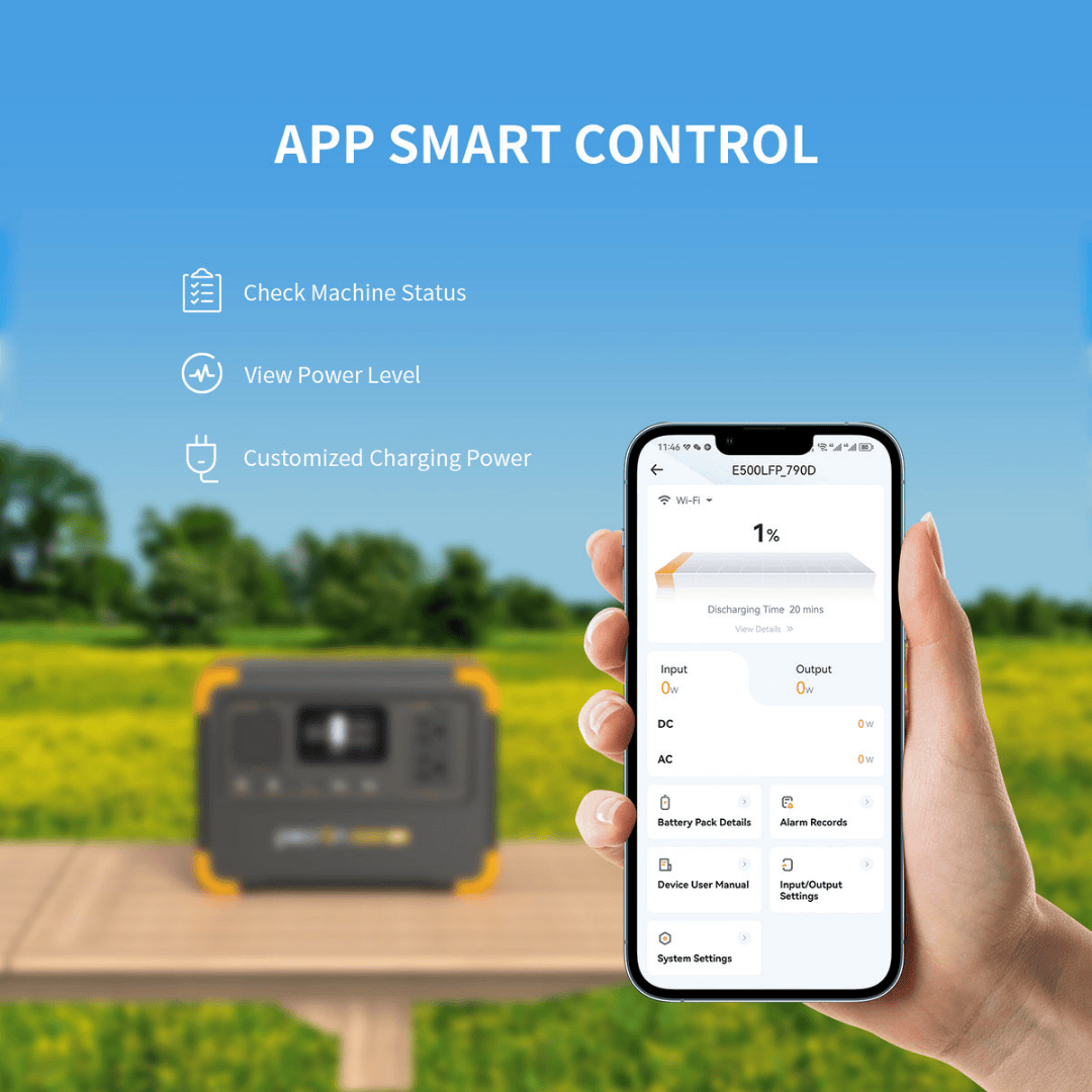 PECRON E500LFP Portable Power Station app controls