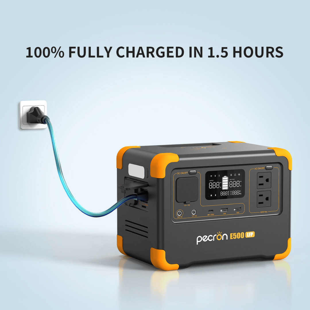 PECRON E500LFP Portable Power Station charge speed