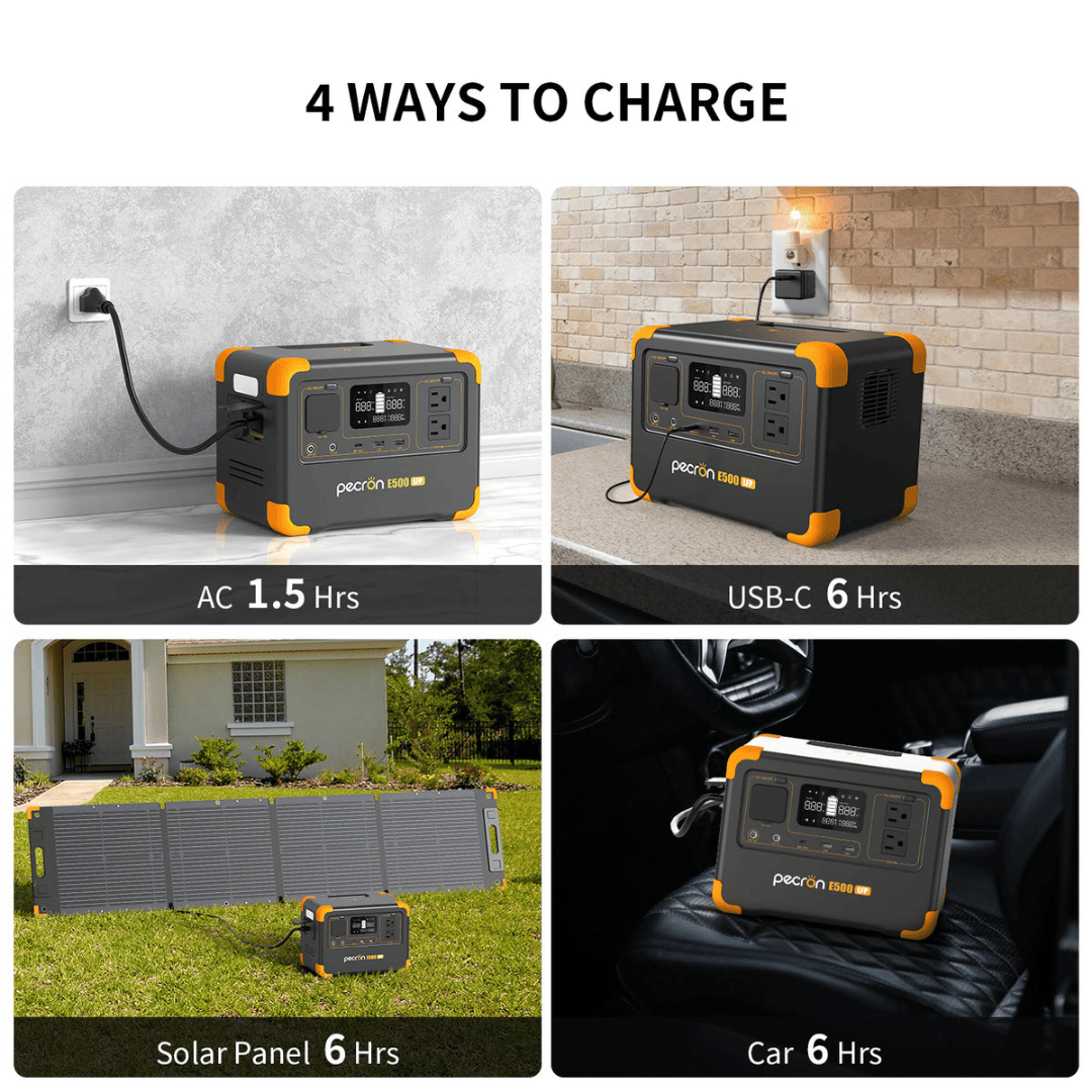 PECRON E500LFP Portable Power Station charge times