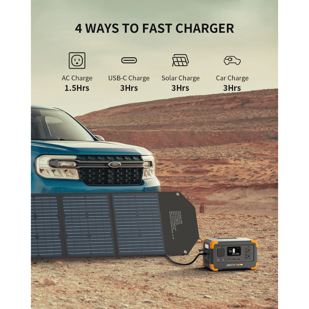 Pecron E300 LFP Portrable Power Station Multiple Ways of Charging