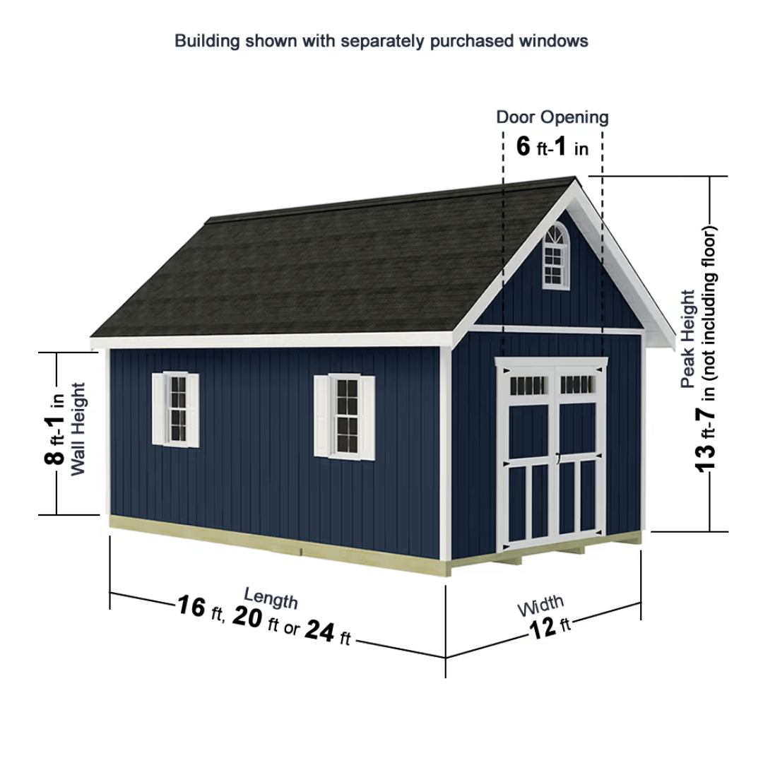 Planner&#39;s Paradise Series Storage Sheds Transom Doors Model Dimensions