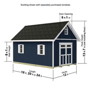 Planner's Paradise Series Storage Sheds Transom Doors Model Dimensions