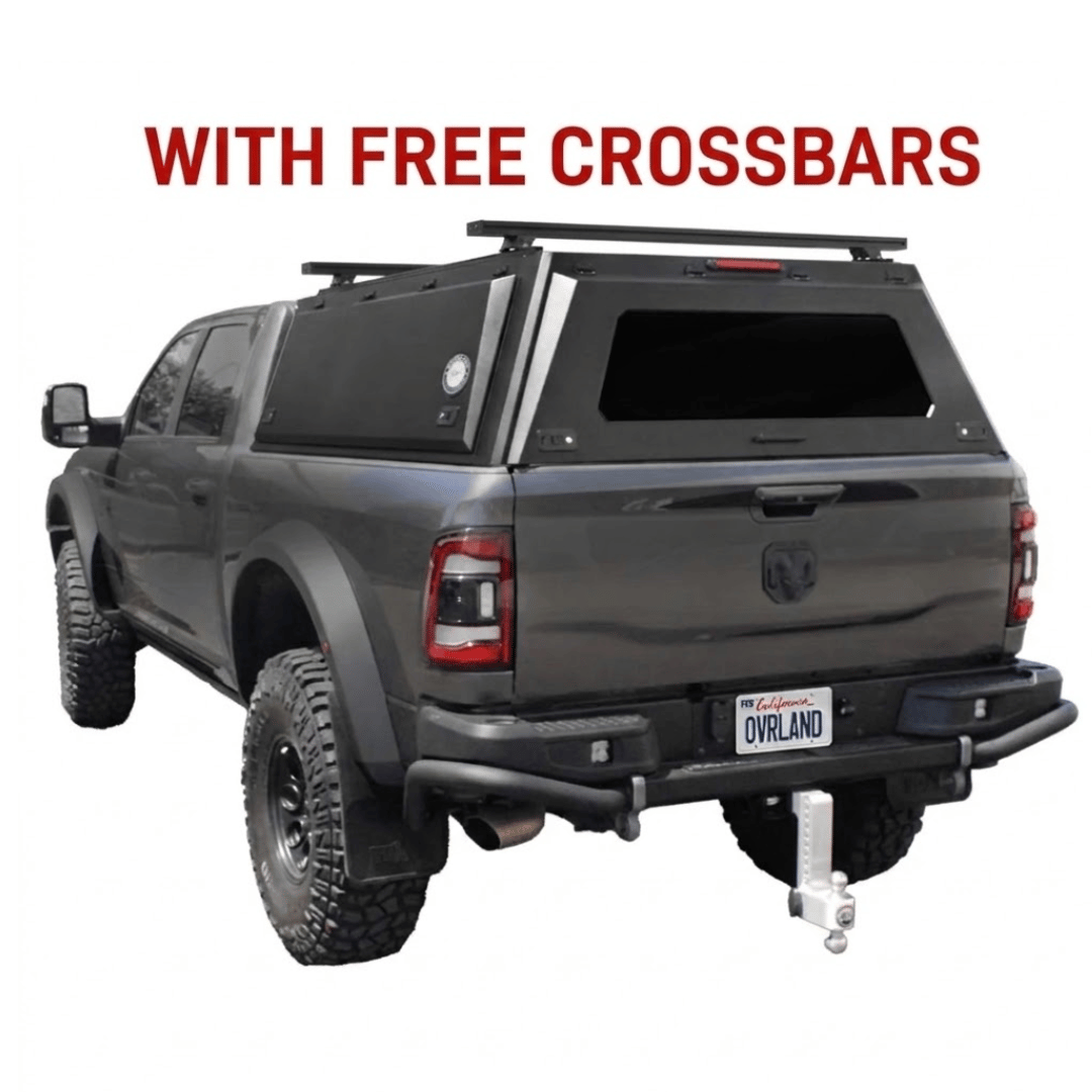 Overland Vehicle Systems Expedition Truck Cap with Full Wing Doors for 2009 to 2025 Ram 2500/3500 - 6.4 ft. Bed