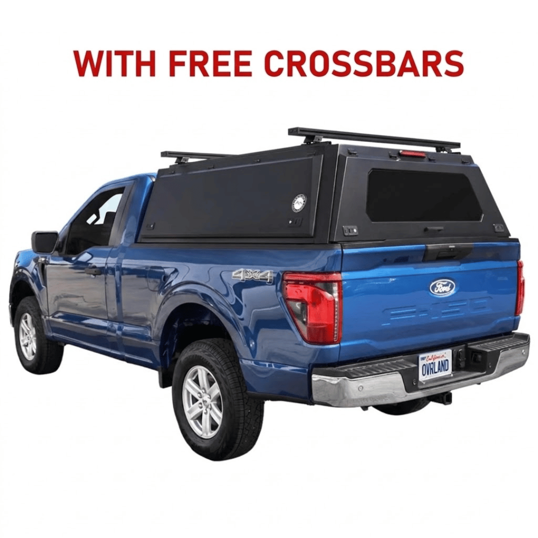 Promo -  Overland Vehicle Systems Expedition Truck Cap with Full Wing Doors for 2021 to 2026 Ford F-150 6.5 ft. Bed