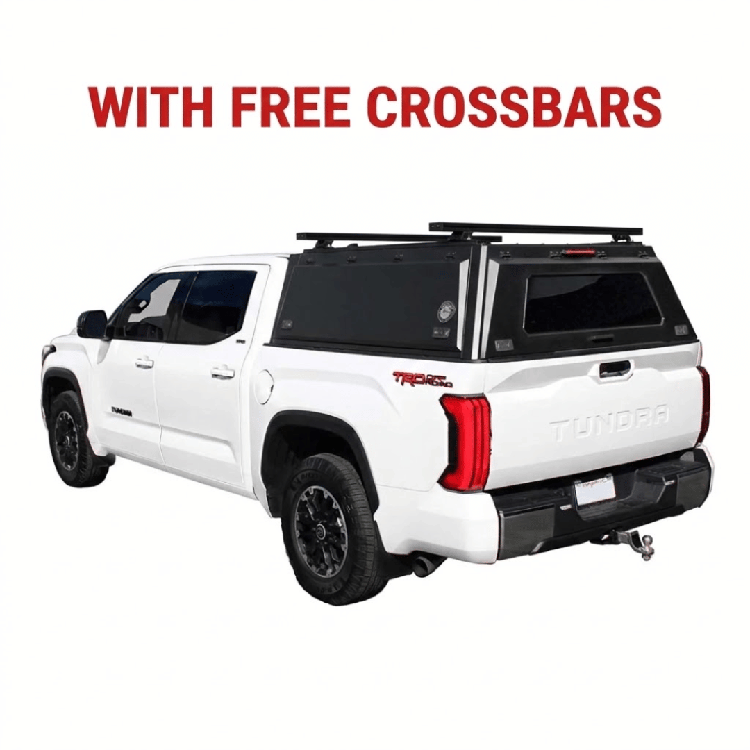 Overland Vehicle Systems Expedition Truck Cap with Full Wing Doors for 2022 to 2026 Toyota Tundra - 5.5 ft. Bed