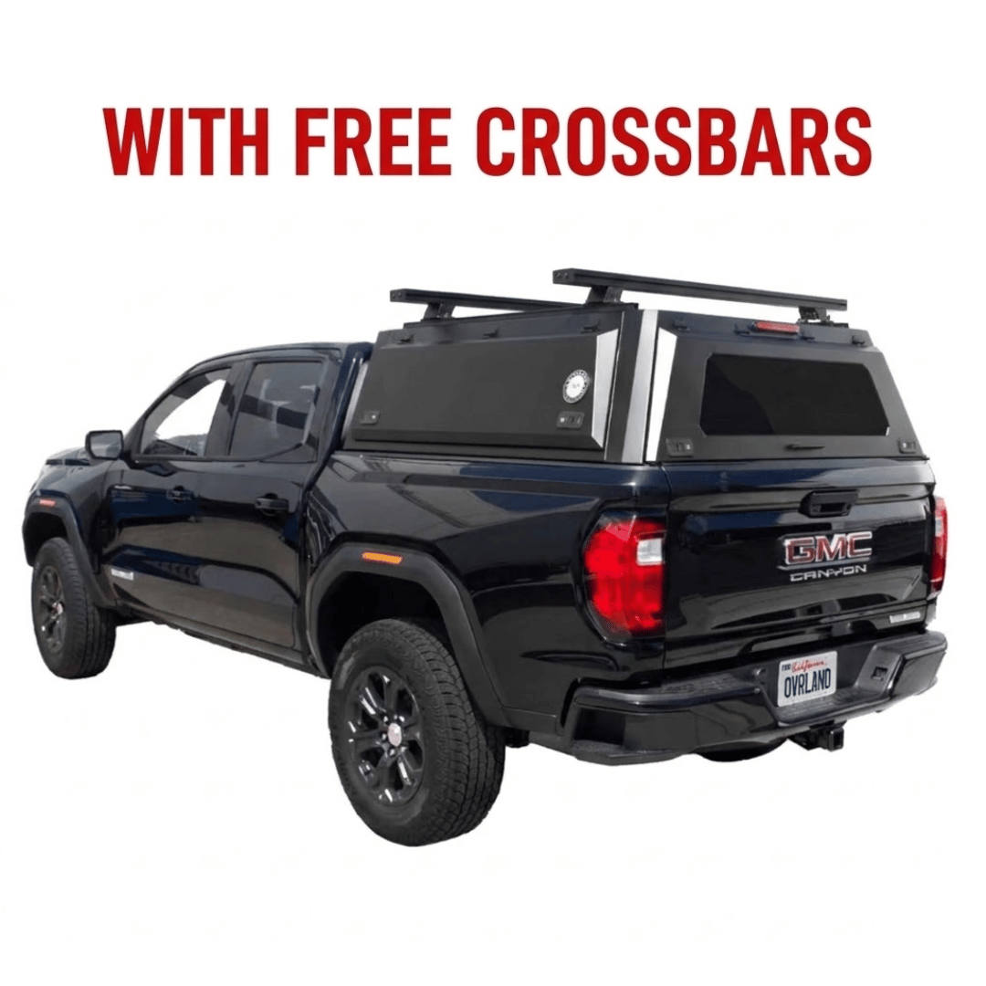 Promo - Overland Vehicle Systems Expedition Truck Cap with Full Wing Doors for 2023 to 2026 GM Colorado Canyon - 5 ft. Bed
