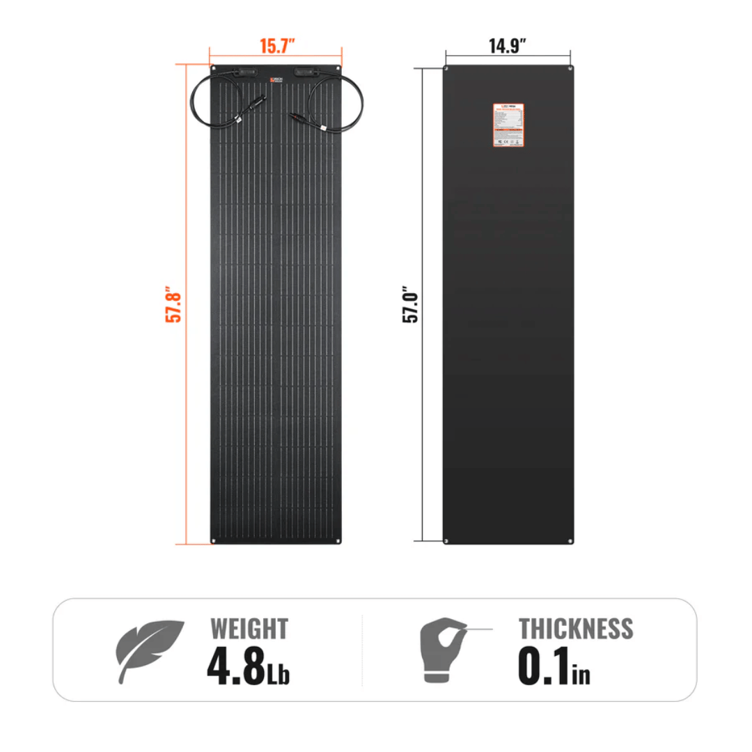 Rich Solar - MEGA 100 Watt 12V Flexible Solar Panel - Weight and dimensions
