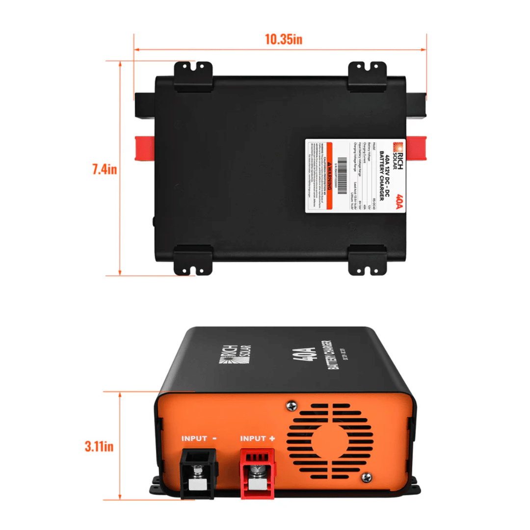 Rich Solar 12V DC-DC Battery Charger 40A - Dimensions
