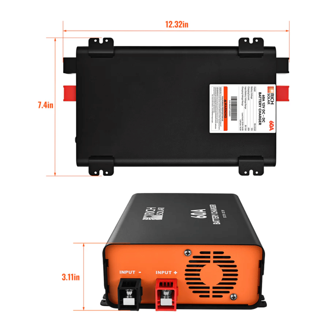 Rich Solar 12V DC-DC Battery Charger 60A - Dimensions