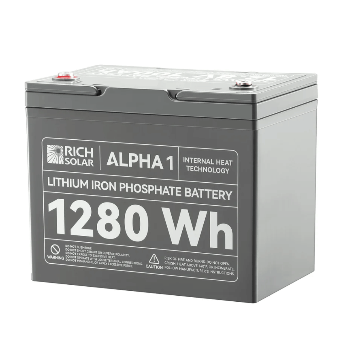Picture of Rich Solar ALPHA 1 12V 100Ah LiFePO4 Lithium Iron Phosphate Battery Back