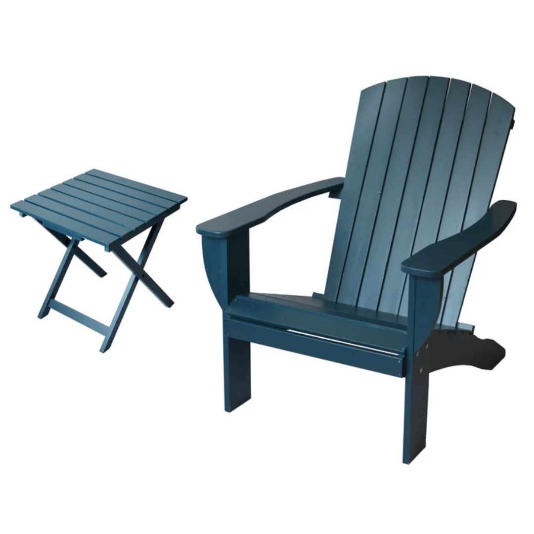 Riverstone Adirondack Chair with Matching Folding Table - Navy