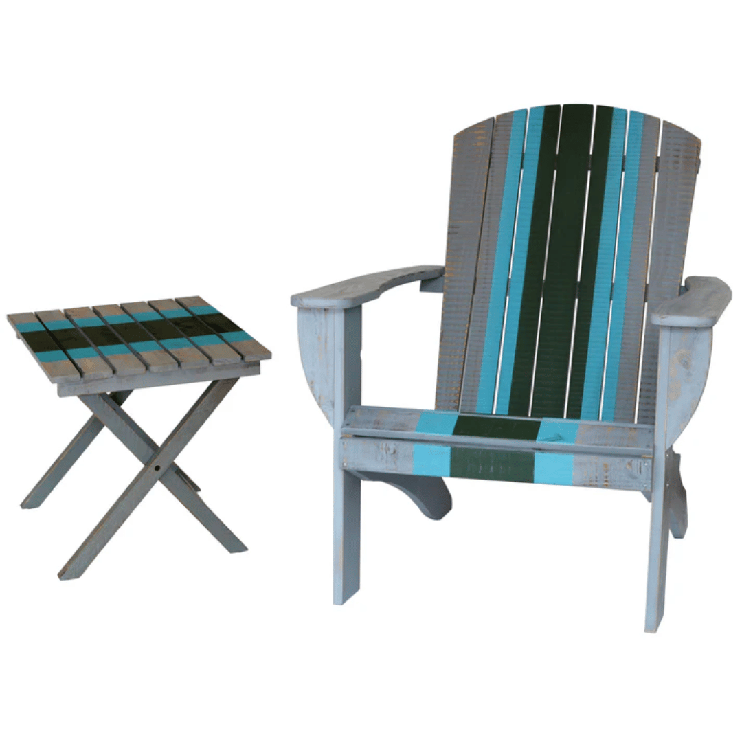 Riverstone Adirondack Chair with Matching Folding Table - Racing Gray