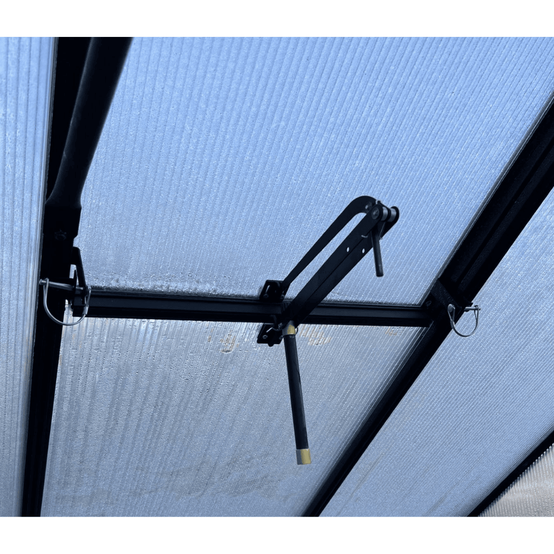 Riverstone Lock Down Kit for MONT Greenhouse Roof Vents installed