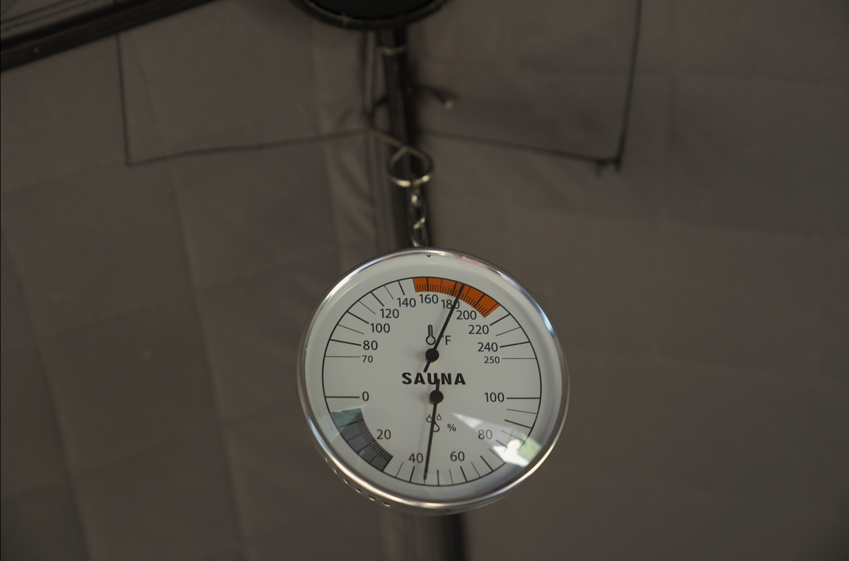 Picture North Shore Sauna thermometer/Hygrometer inside Sauna Tent