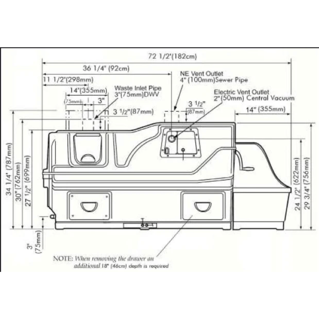Picture of Sun-Mar Centrex 3000 Central Composting Toilet System  Dimensions
