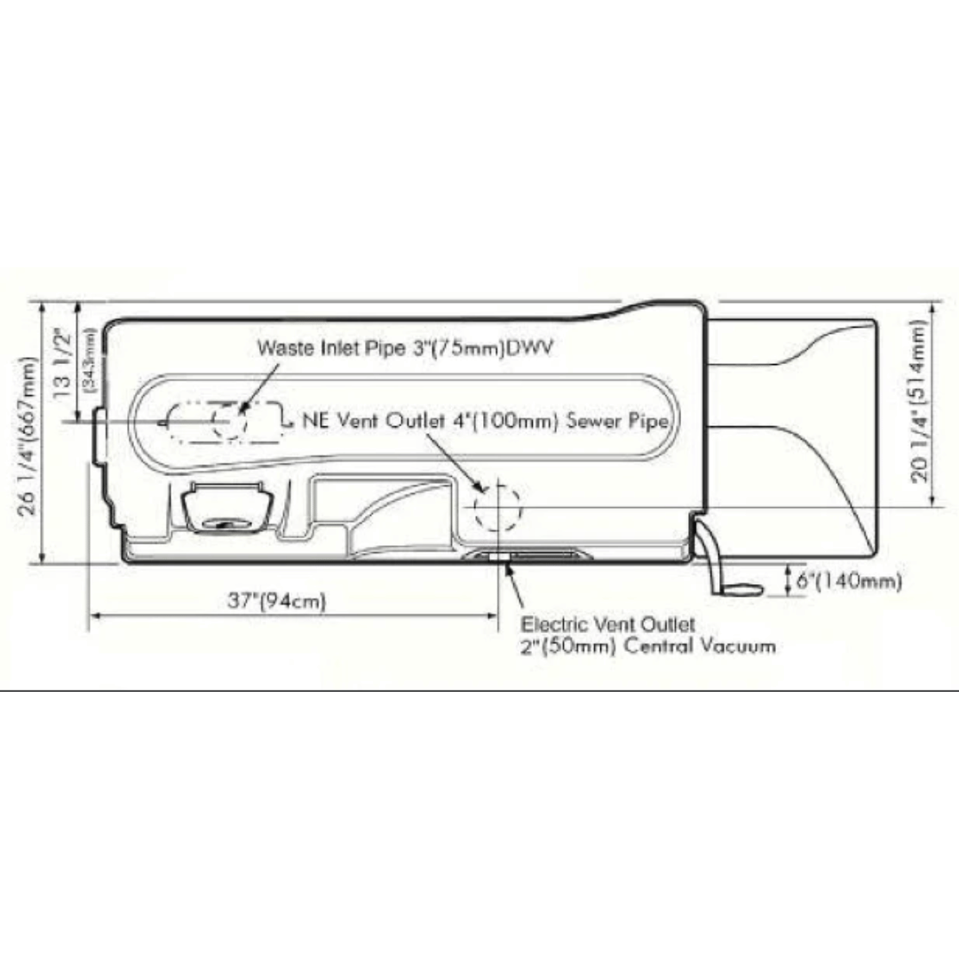 Picture of Sun-Mar Centrex 3000 Central Composting Toilet System  Dimensions