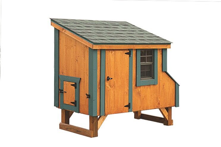 The hen house collection L35 Lean-to 3x5 chicken coop with board and batten siding back view