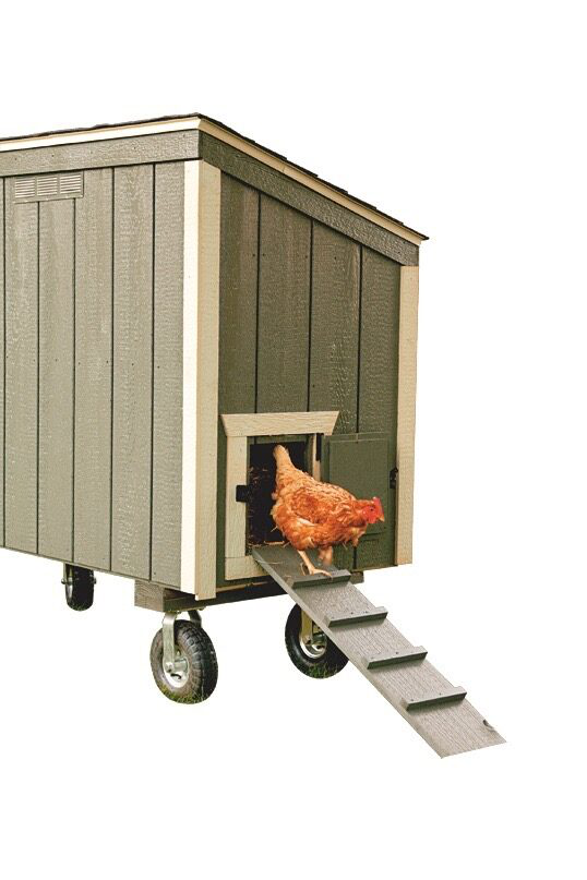 The hen house collection L35 Lean-to 3x5 chicken coop with duratemp siding and optional wheels side view