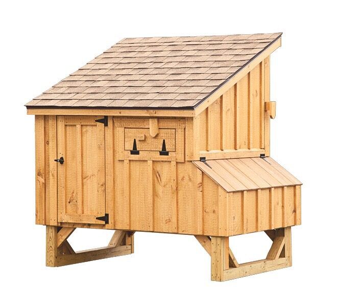 The hen house collection L45 Lean-to 4x5 chicken coop with board and batten siding back view