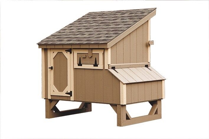 The hen house collection L45 Lean-to 4x5 chicken coop with duratemp siding back view