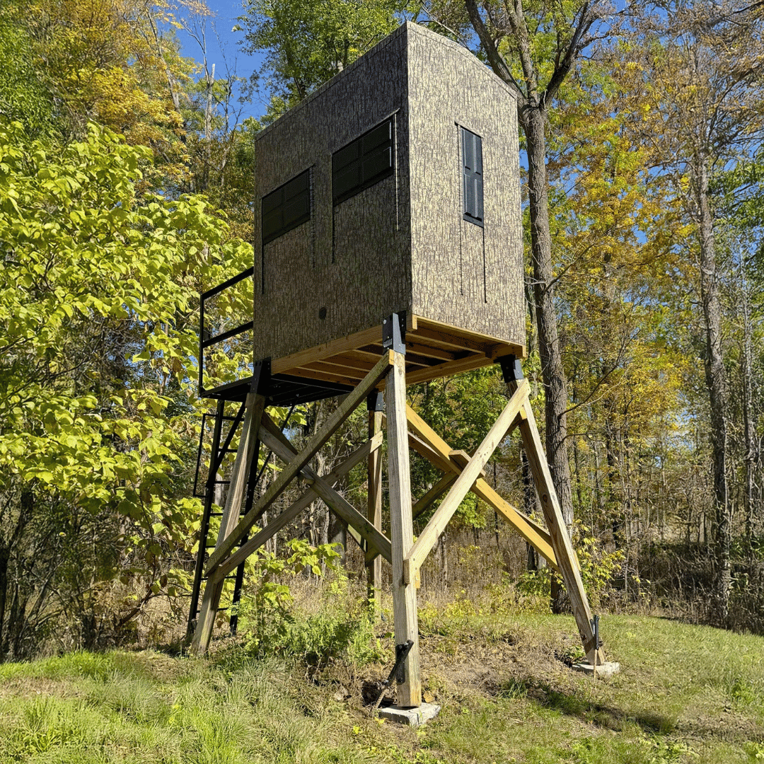Universal Anchor System for Hunting Blind Elevators - installed on Wood Platform