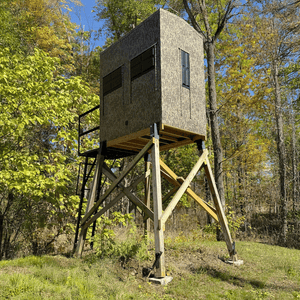 Universal Anchor System for Hunting Blind Elevators - installed on Wood Platform