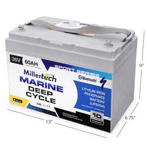 MillerTech 36V 60AH Marine Trolling Battery (3660-BT) Dimensions