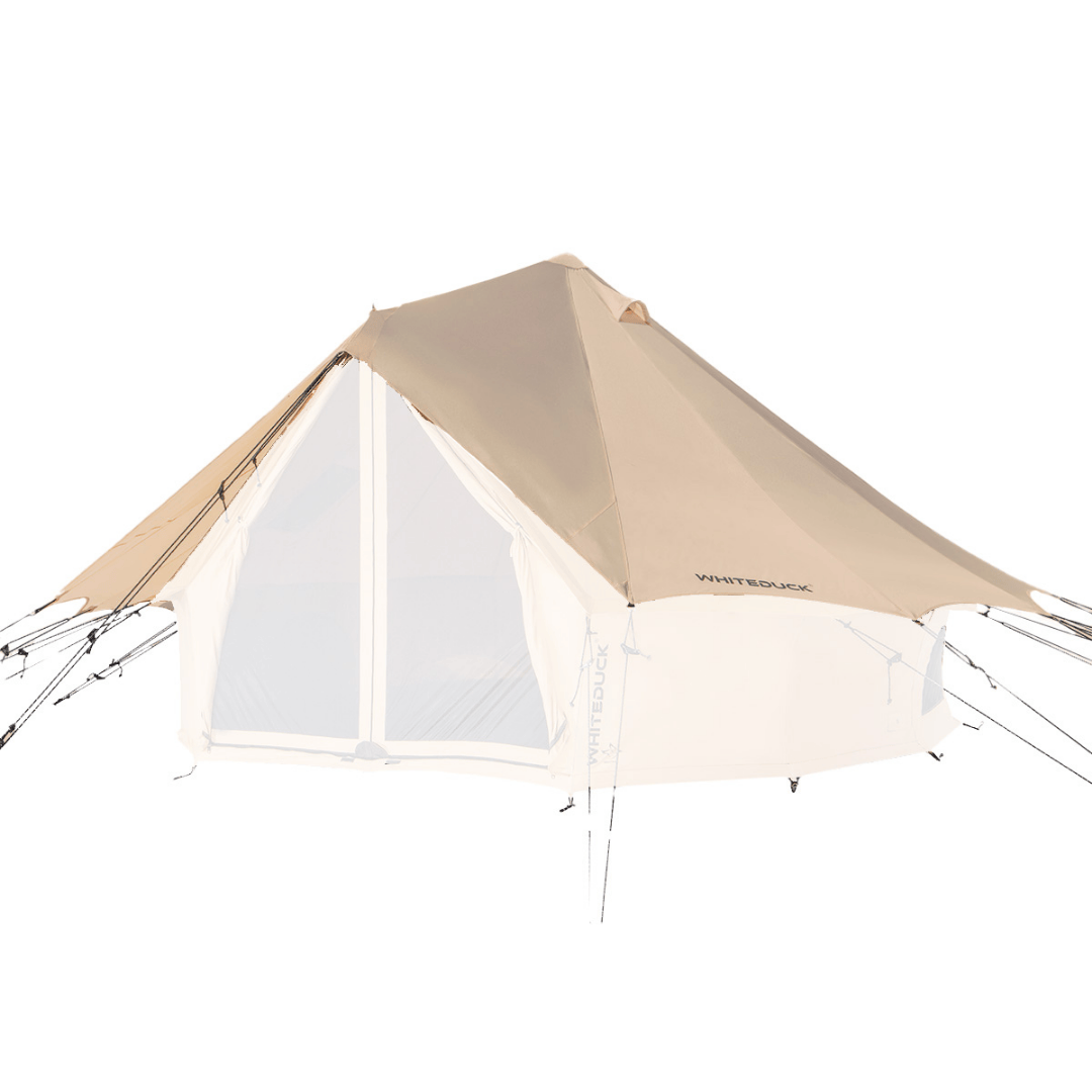 White Duck Outdoors Bell Tent Rain Fly Sheet Beige Fully Opened