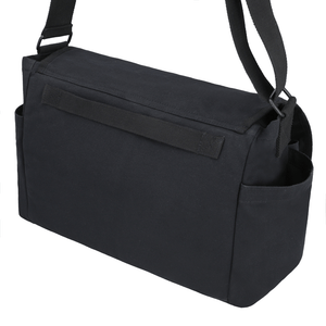 White Duck Outdoors Filios Messenger Bag Black rear view with extended strap