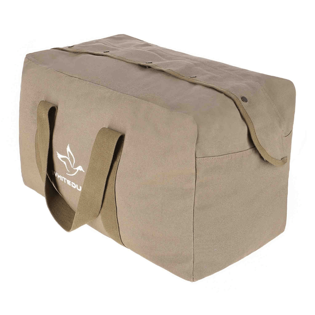 White Duck Outdoors Hoplite Canvas Parachute Bag olive angled view