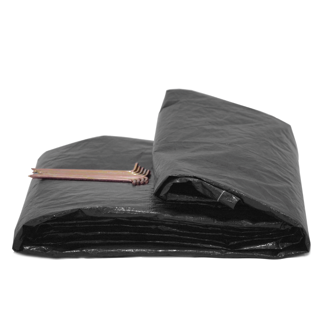 White Duck Ground Tarp with Galvanized Solid Steel Pegs