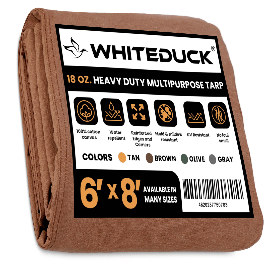 White Duck Cotton Canvas Tarp 6’ x 8’ Brown