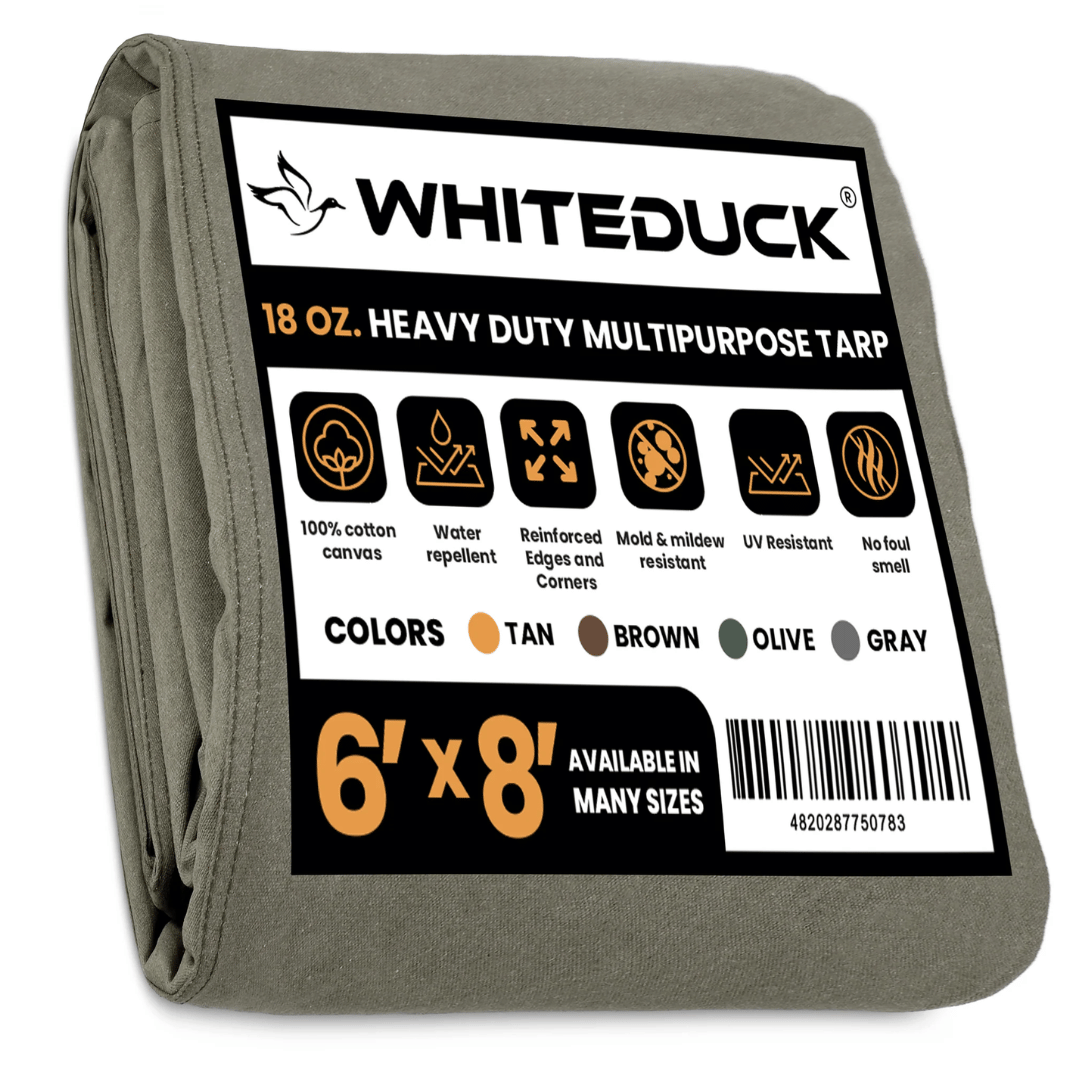 White Duck Cotton Canvas Tarp 6’ x 8’ Olive
